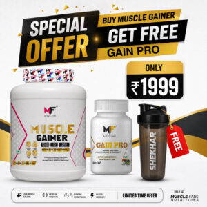 gaining combo :+MF muscle gainer + gain pro + shaker bottle ( chocolate )